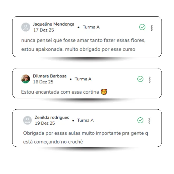 Depoimento de aluna Jardim de Linhas comentário real print número 10