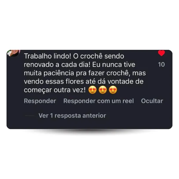Depoimento de aluna Jardim de Linhas comentário real print número 12
