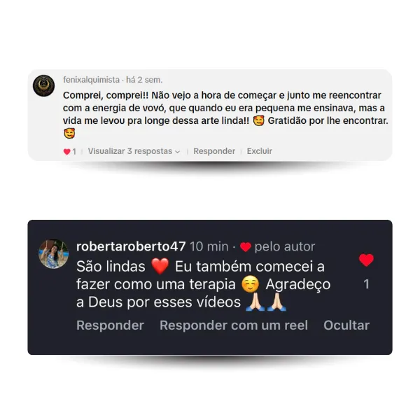 Depoimento de aluna Jardim de Linhas comentário real print número 2