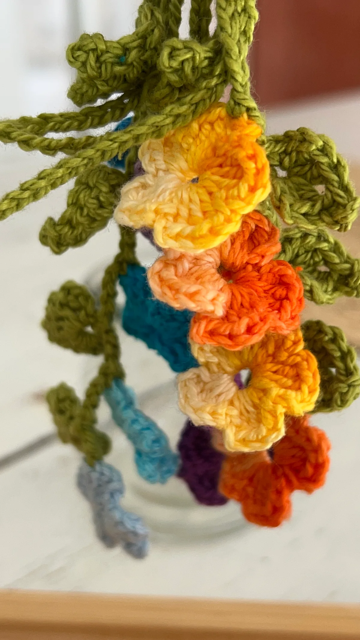 Detalhe das Flores Olívia em cores vibrantes