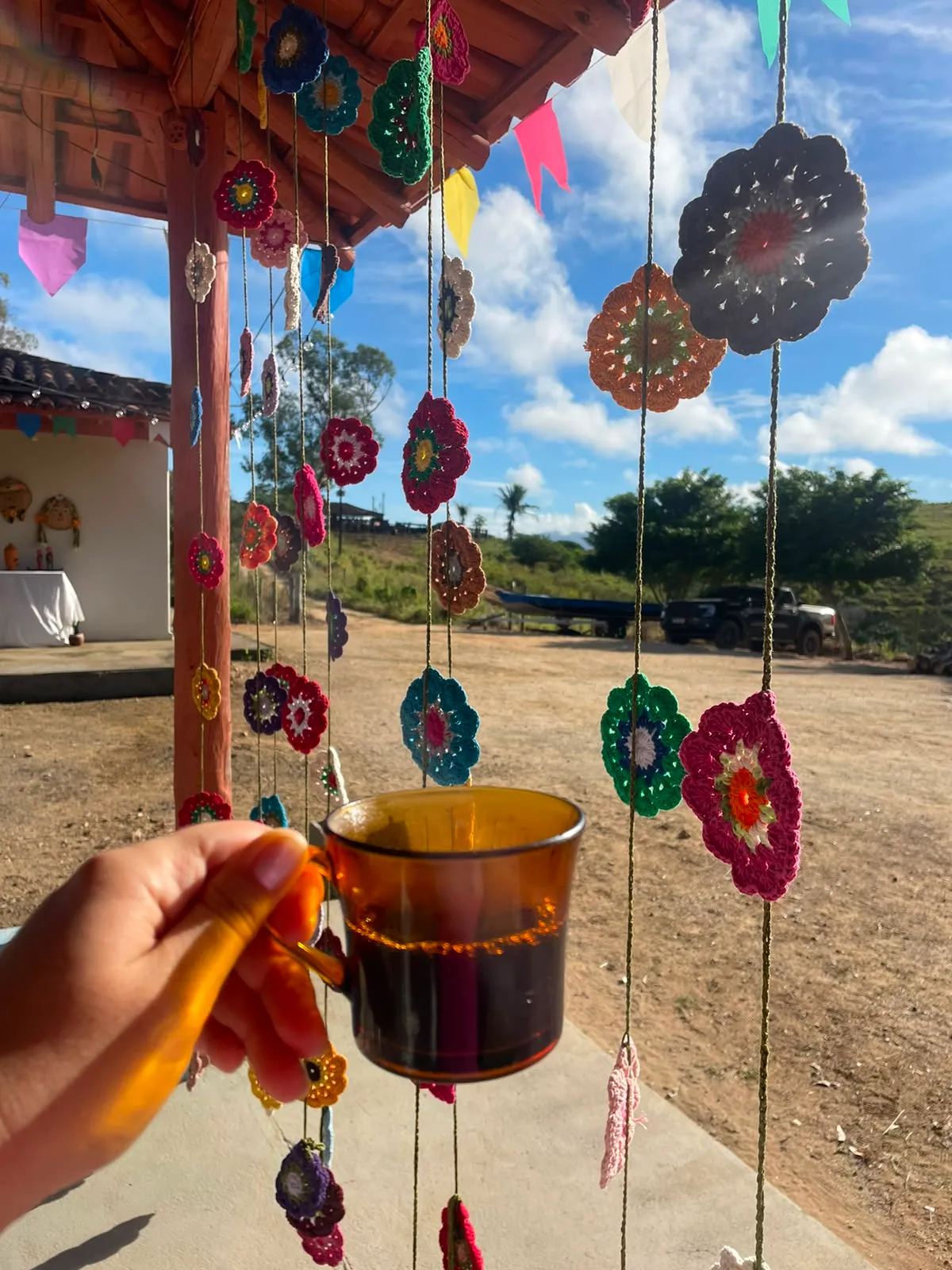 Peça de crochê feita por Cleronice, aluna do Jardim de Linhas
